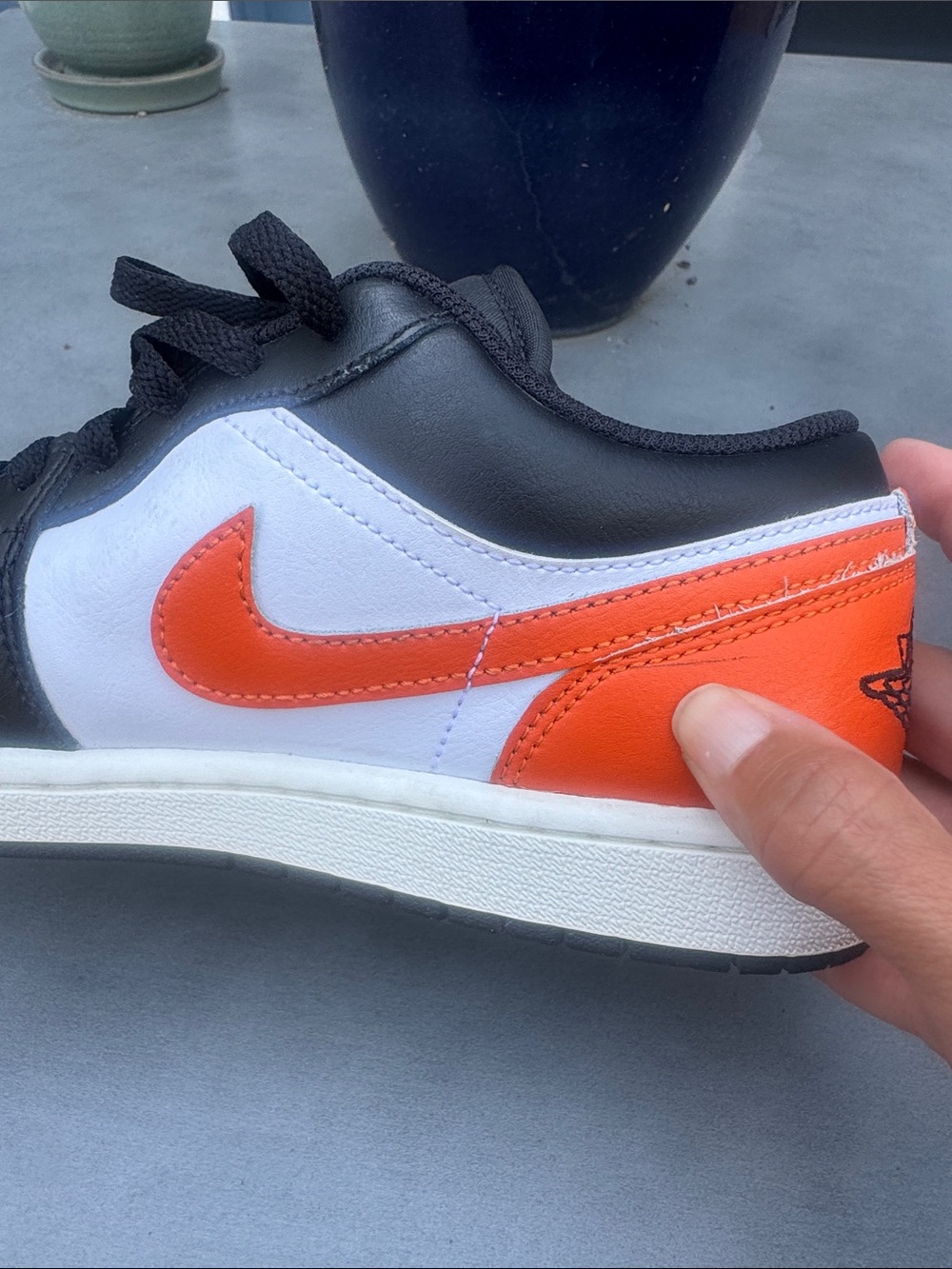 Nike Air Jordan 1 Low - Black/White/Orange Men's Sneakers - Picture 7 of 14